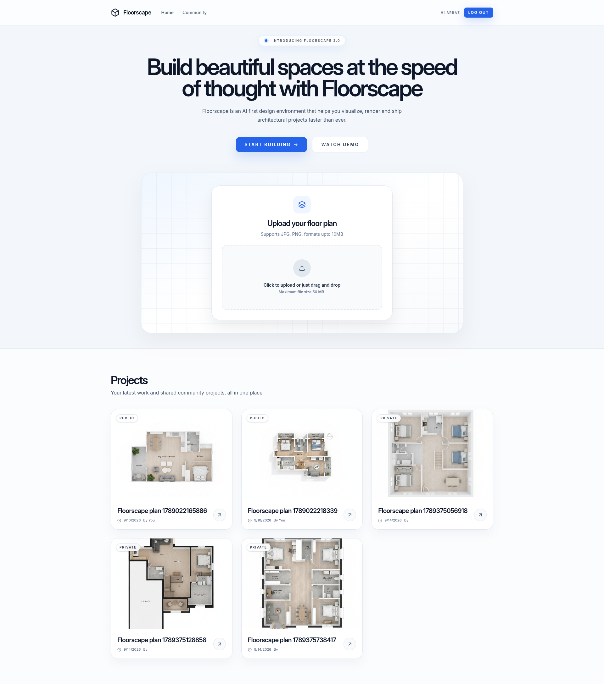Floor plan upload